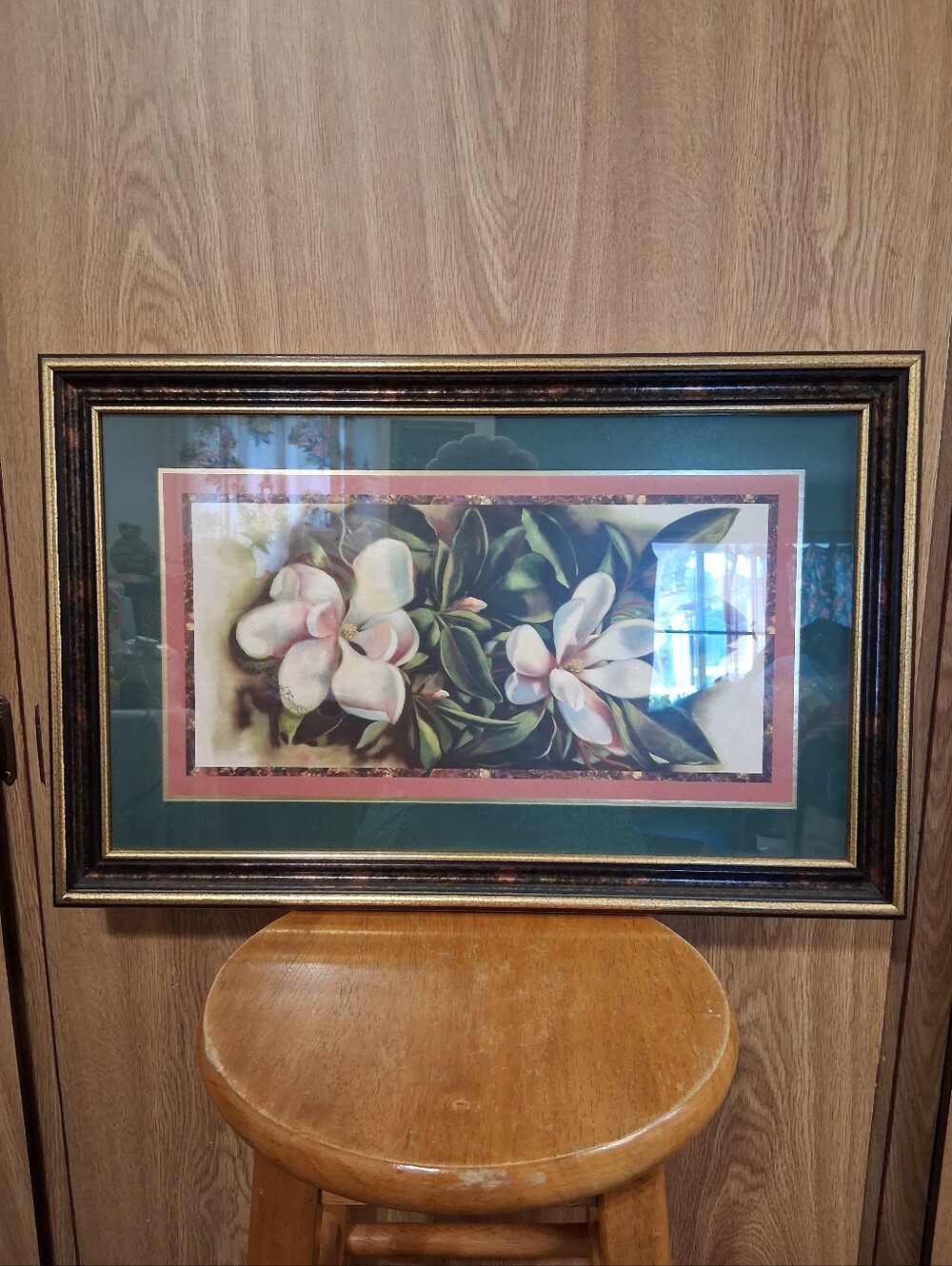 Home Interiors Pink and Green Magnolia Framed Wall Art